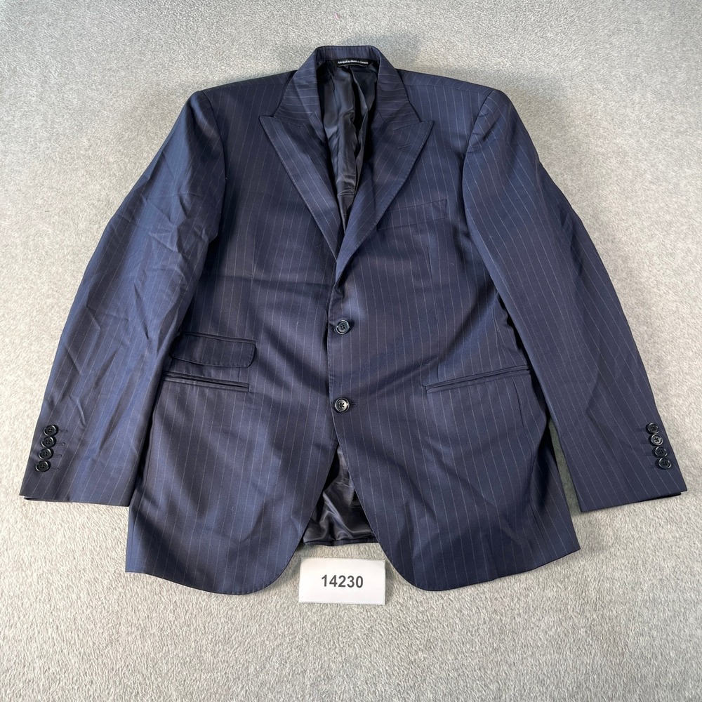 Coppley Formal Blazer 100% Wool Jacket Mens 42W 36R Navy Blue Pinstripe